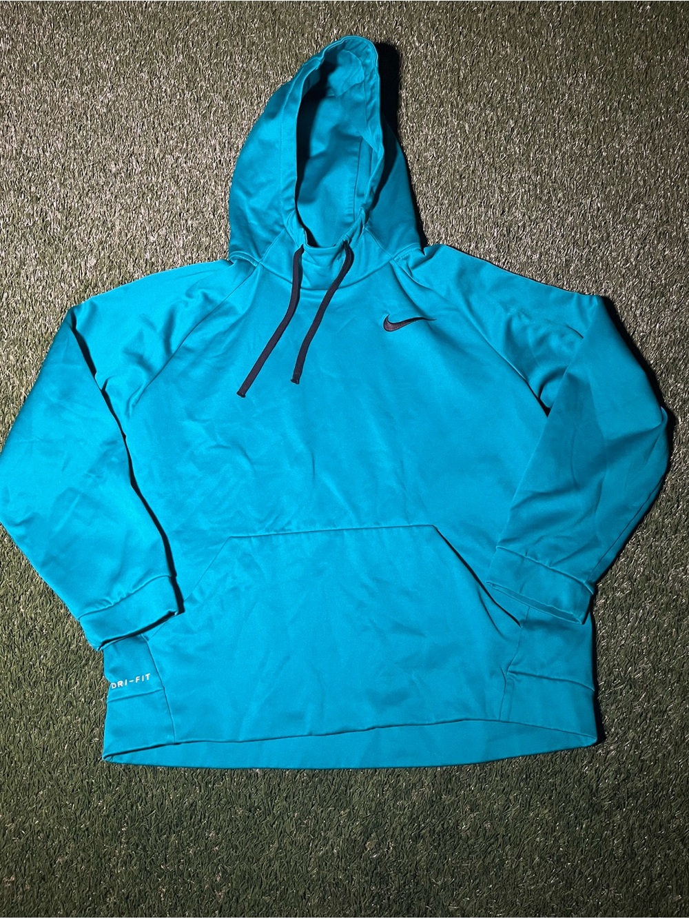 Women’s Medium Nike Turquoise/Teal Dri-FIT Hoodie with Black Swoosh